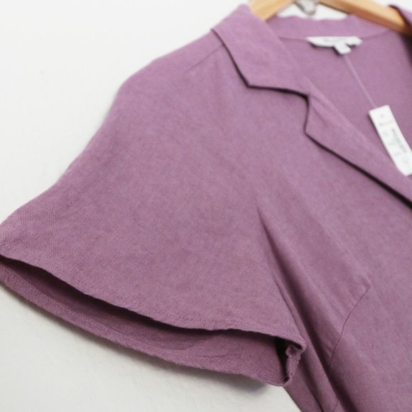 MADEWELL Kacie Mini Shirtdress Linen Button Front Antique Purple Retro $118 - Picture 7 of 10